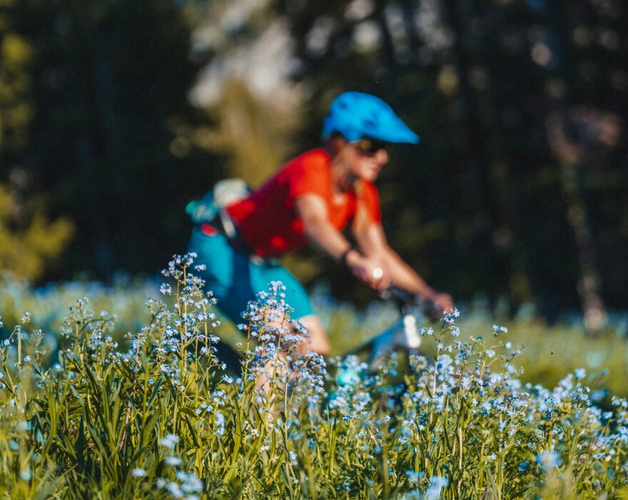 Cyclist in rural area.