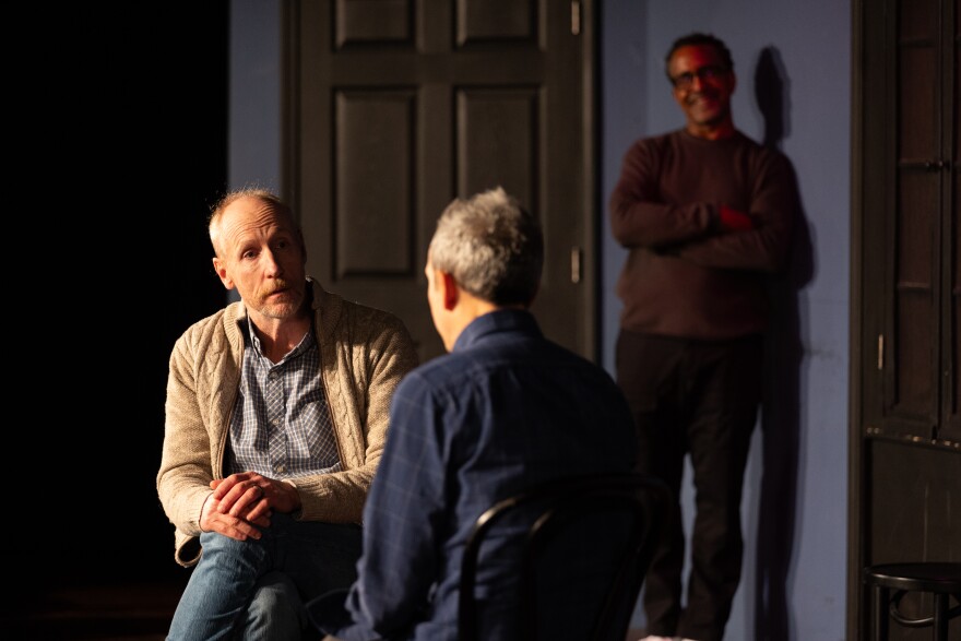 (From left to right) Matt Walsh, Brad Morris and Tim Meadows performing during a Bluebird Improv show.