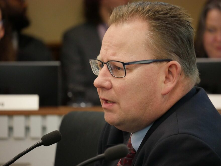Superintendent of Public Instruction Chris Reykdal testifies during a committee hearing on Jan. 22, 2026
