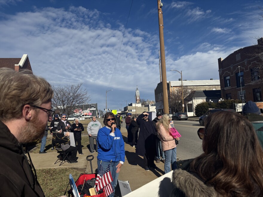 Nancy Zeliff, one of the event's organizers, spoke before the assembled crowd.
