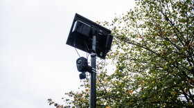 A Flock camera sits at the enter/exit road just before Towers Circle in Cape Girardeau, Mo., Oct. 2, 2026.