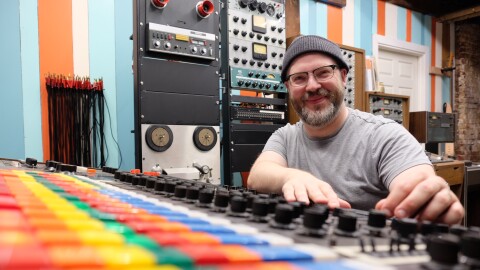 Sean Wolcott in his creative headquarters, Soundview Analog Recorders in Everett.