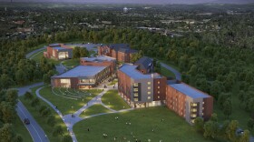 Architectural rendering of the new NC School of Science and Math Morganton campus. The residential school was intended to open Fall 2021 to 150 gifted high school juniors.