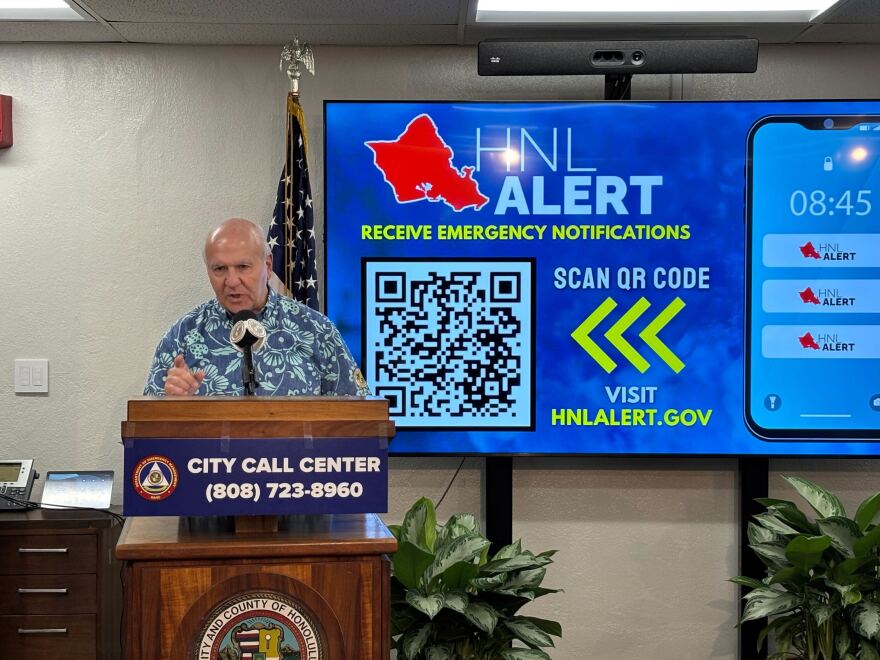 Honolulu Mayor Rick Blangiardi address Oʻahu residents on Friday, Aug. 14, and said the city was prepared for the impending storm.