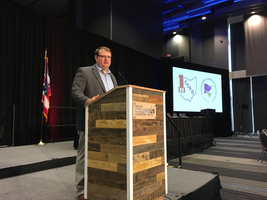Senate President Larry Obhof (R-Medina) speaks at the winter gathering of the County Commissioners Association of Ohio and the County Engineers Association of Ohio. 