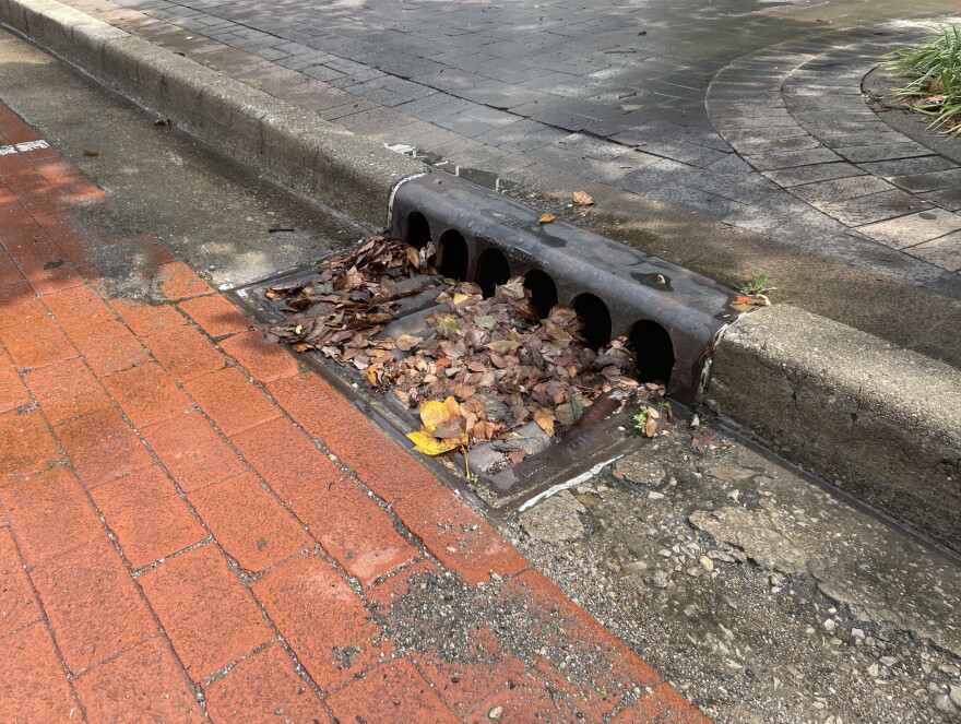 A storm drain in Downtown Evansville