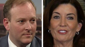  Rep. Lee Zeldin, left, and New York Gov. Kathy Hochul.
