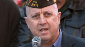 Staker speaks at a rally earlier this month at the Indiana Statehouse.
