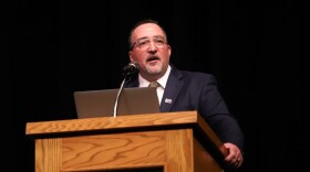 Canton Mayor William V. Sherer II gives his first State of the City speech at Umstattd Performing Arts Hall on April 2, 2026.