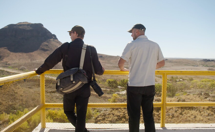 Jordan Vonderhaar, left, and Jack Herrera on assignment for Texas Monthly's Rio Grande special report.