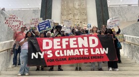 Protestors marched from the Legislative building to the NYS Capitol protesting Hochul's amendments. 