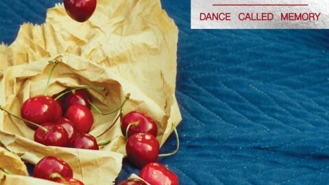 a still image of cherries on a blue blanket 