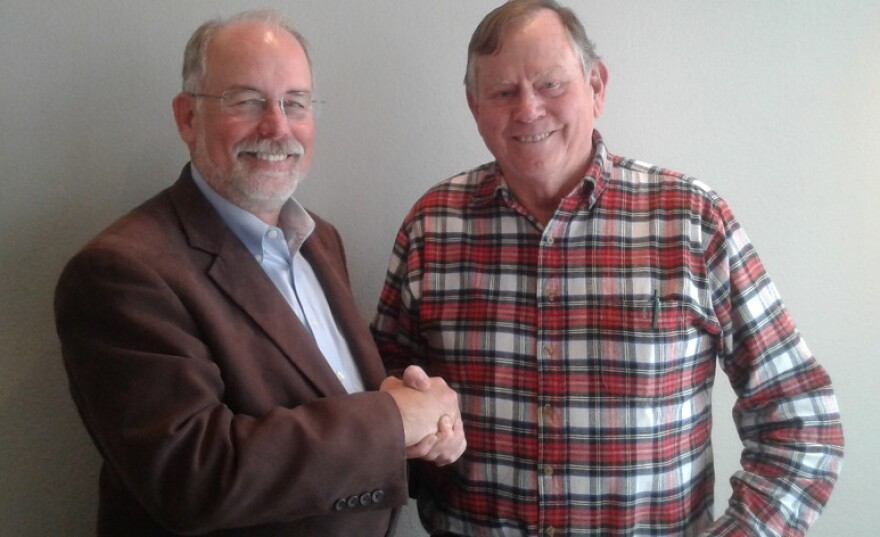 Luke with Chuck Roy of the Community Chronicle