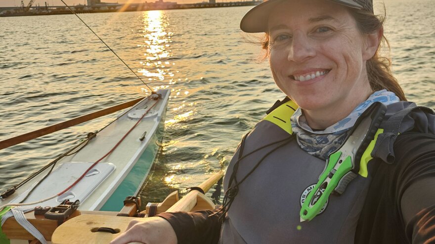 Tyanna Zehms takes a selfie aboard her boat, "Sweet Creature."