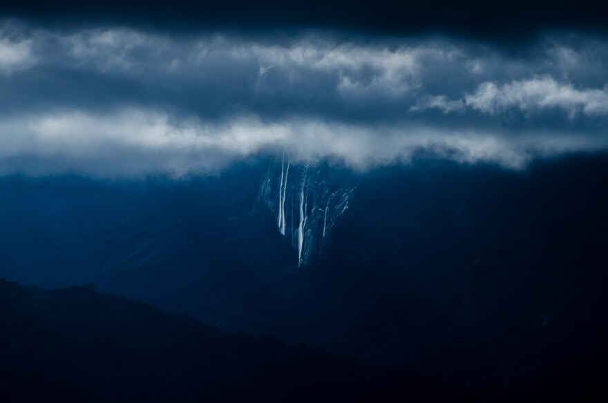 A waterfall in the southern part of Western Ghats mountain range in India.