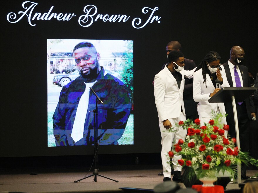 Andrew Brown Jr.'s sons at his funeral earlier this month in Elizabeth City, N.C. Brown was shot to death by Pasquotank County Sheriff's deputies on April 21.