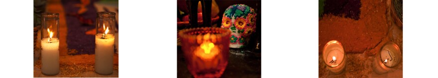 Candles light the pathway for the visiting spirits.