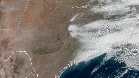 NOAA satellite show clouds pushing into East Texas on Feb. 26, 2026