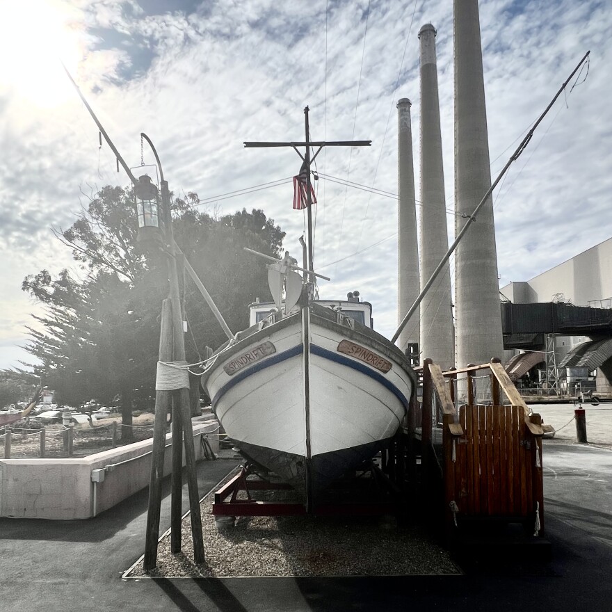Double-ender fishing boat Spindrift on display at Morro Bay Maritime Museum