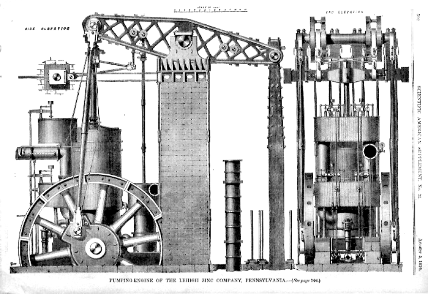 A sketch of the President Pumping Engine, which recently was approved to receive a state historical marker.