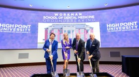 High Point University officials participate in the dental school groundbreaking.