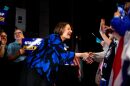 Sen. Amy Klobuchar greets supporters before speaking at the launch rally for Gov. Tim WalzÕs third gubernatorial campaign at The Depot in Minneapolis on Sept. 19, 2025.