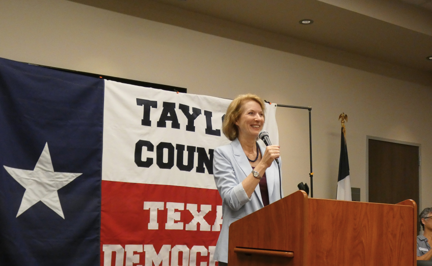 State Rep. Vikki Goodwin, a Democratic candidate for lieutenant governor, speaks Monday during the Texas Democratic Party's South Plains Swing campaign stop at the Abilene Public Library.