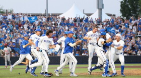 At a sold-out Kentucky Proud Stadium Monday night, the UK baseball squad celebrated their 4-2 victory over Indiana University.