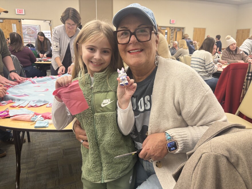 Charlotte 'Charlie' Hughes, 9, and Patty Hughes made blankets for the Friedman JCC's Blankets & Broth MLK Day event on Jan. 19. Charlie also made 'mini-blankets' for her stuffed animals.