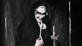 Meet many frightening characters like this nun up close (if you dare) at Medford's Nightmare Chamber Haunted House.