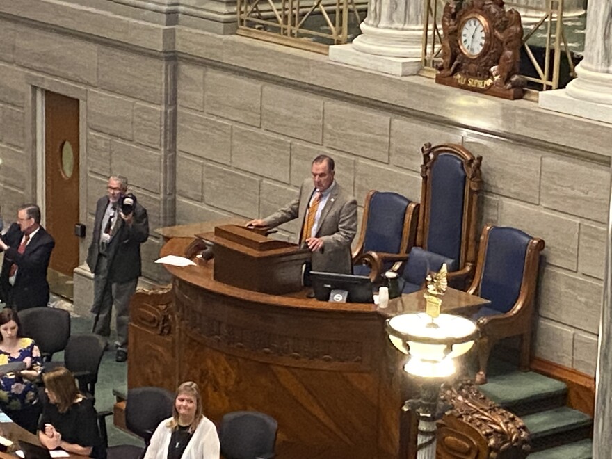 Lt. Gov. Mike Kehoe presiding over a special session of the Missouri Legislature to address the lack of an FRA tax that supports Medicaid.