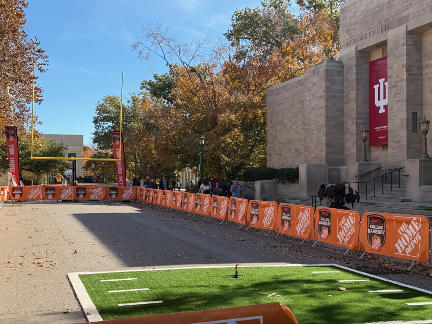 Goal post outside the Lilly Library for GameDay's kicking contest.