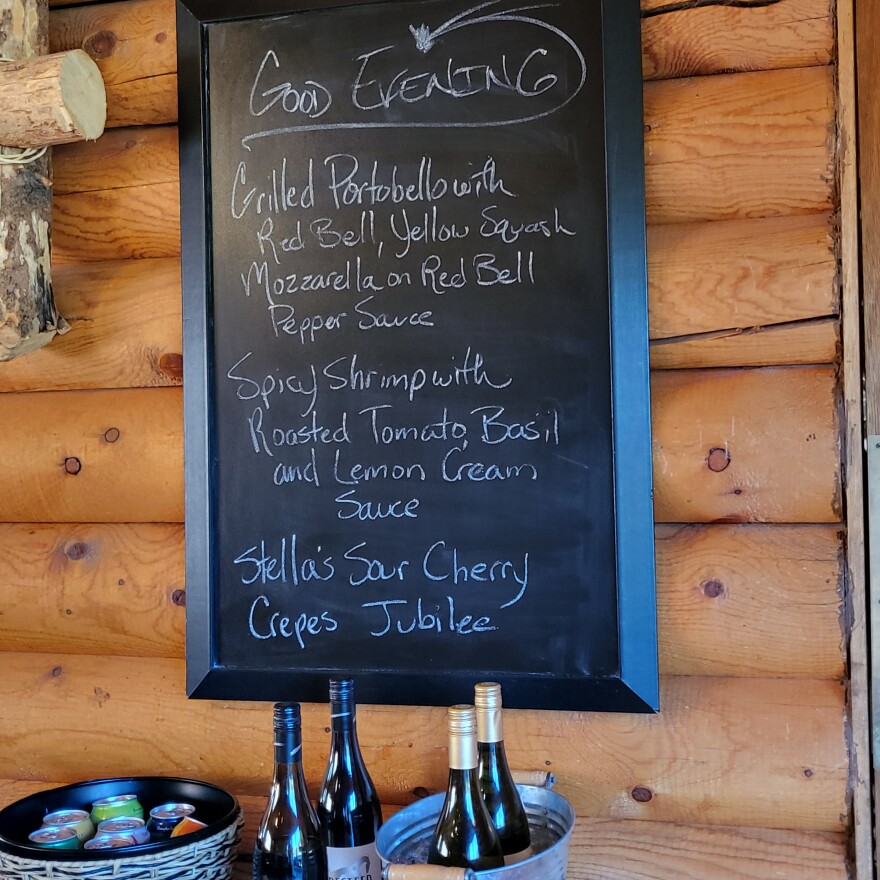 Each night’s three-course menu at the Big Hole Lodge is handwritten on a chalkboard in the dining room.
