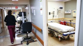 A free bed is viewed in the Emergency Department at Providence St. Mary Medical Center in Apple Valley, California.