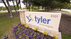 Tyler Technologies sign outside the Plano offices