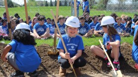 Wilder-Waite grade school students at the ground breaking ceremony for their new grade school.