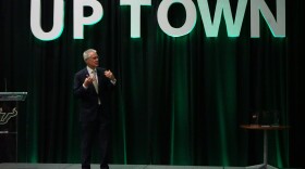 USF System President Steven Currall speaks at the Tampa Innovation Gathering on the Tampa campus Thursday night. 