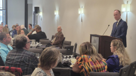 New York state Budget Director Blake Washington takes questions from New York Association of Towns members during a luncheon in Albany on Sept. 23, 2026.
