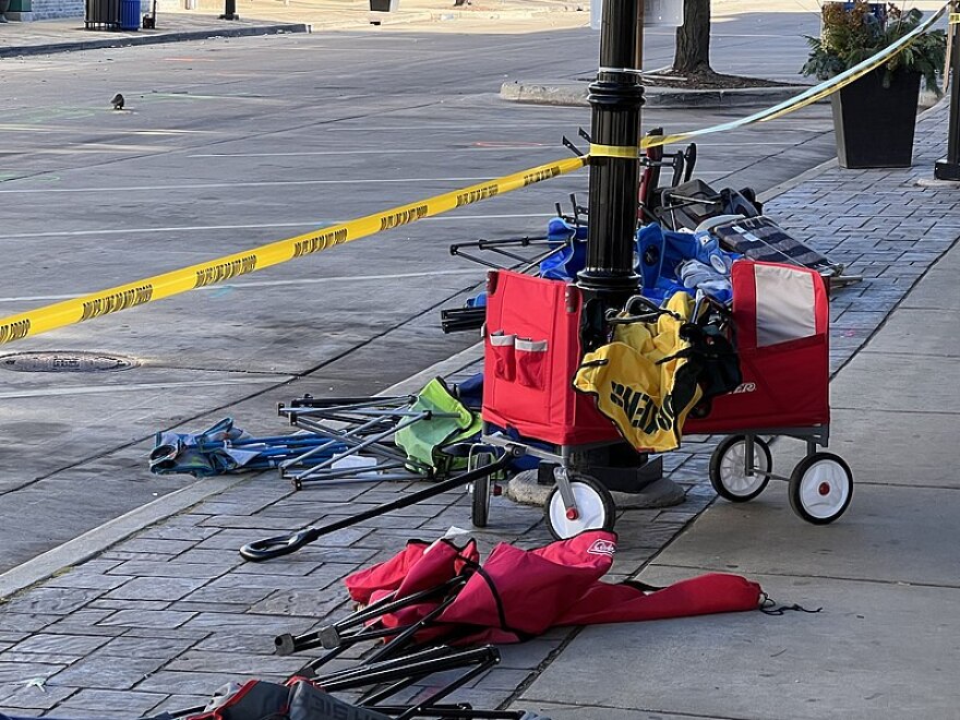 Chairs left behind after a SUV crashed into a Christmas parade in Waukesha