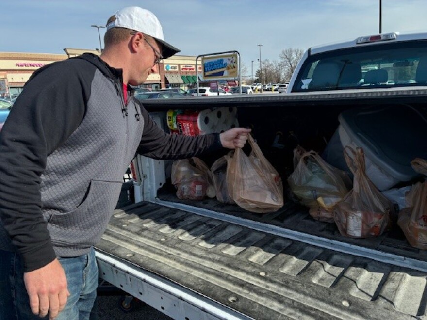 Tim O’Sullivan loads his pickup truck with groceries at Schnucks in Maplewood on Jan. 22, 2026. He remembers paying $2 or less for a dozen eggs before the COVID pandemic.