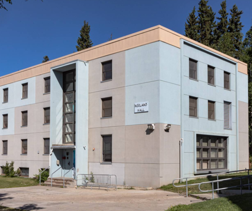 The four-story Andrew Nerland Hall opened in 1953 as an all-male residence for 100 students. UAF discontinued residential use of the hall in 2019, then reopened it in 2023, when Moore and Bartlett halls temporarily closed for major renovations,