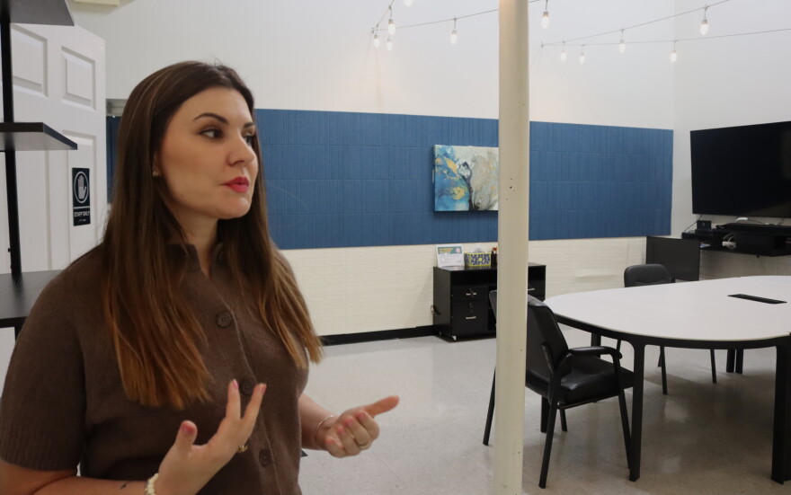 Cindy Koza, the founder of Aspire Wellness, gives a tour of a sensory room at the new clinic. It is not yet open to patients.