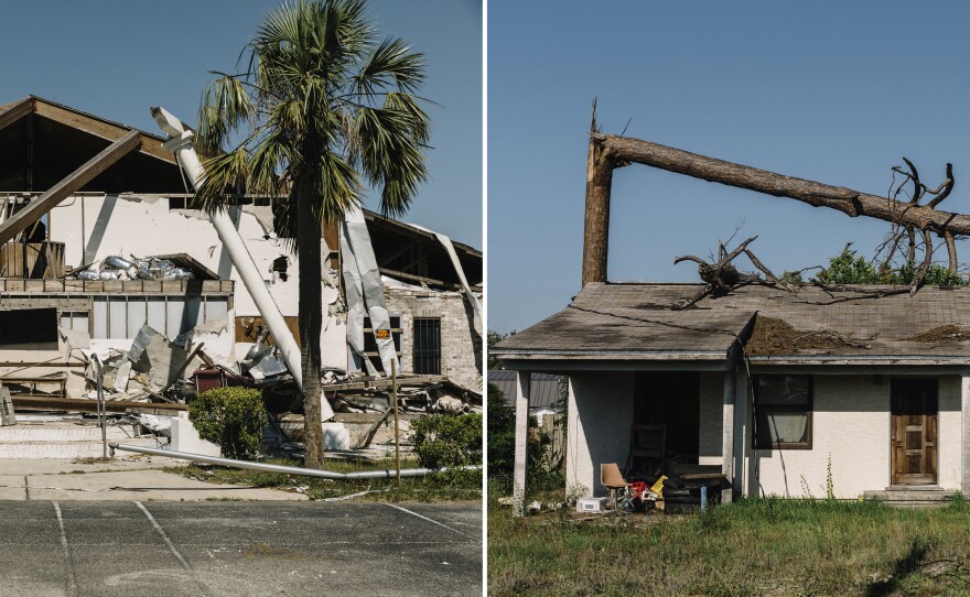 (Left) A church on U.S. Highway 98. (Right) A house on McKenzie Avenue near downtown Panama City.