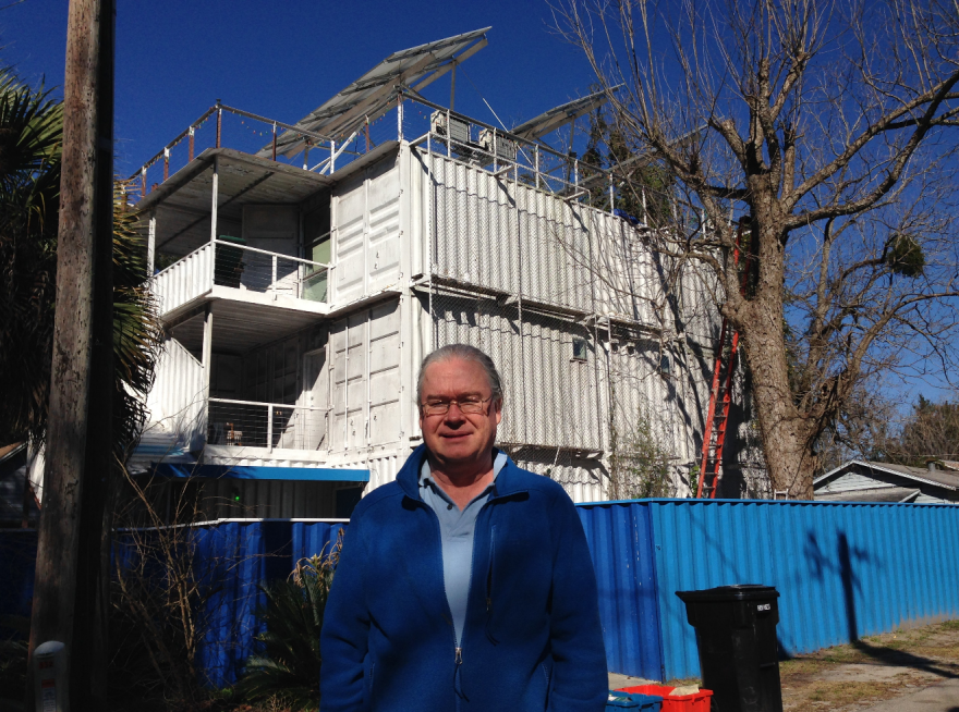 Tom Fox walks around Southwest Fifth Terrace within Gainesville’s Porters neighborhood. Fox built his home in Porters nearly three years ago.