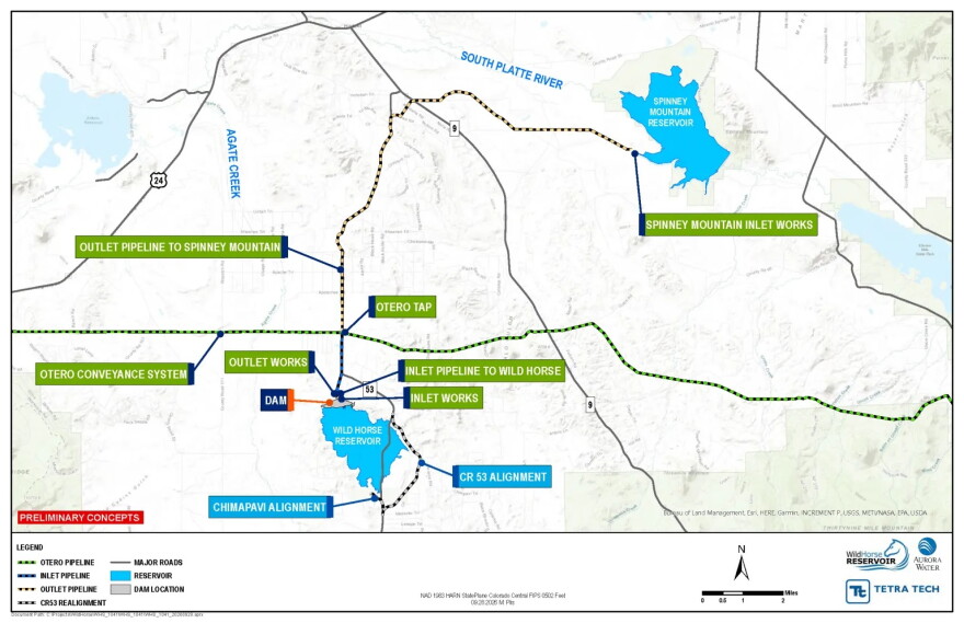 If approved, Wild Horse Reservoir would be located southwest of Spinney Mountain Reservoir in Park County south of Hartsel.