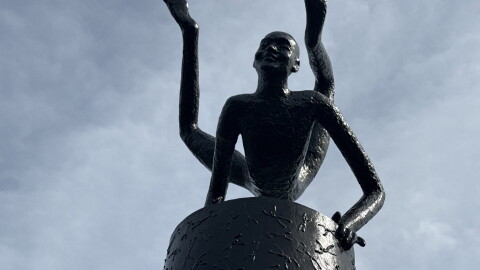 Terrafly, a 16-foot sculpture created by renowned Indian artist K.S. Radhakrishnan, was donated to the town of Pittsford by the Dogra Art Foundation. It was installed in the town's King's Bend Park and unveiled on Saturday, Oct. 10, 2026.