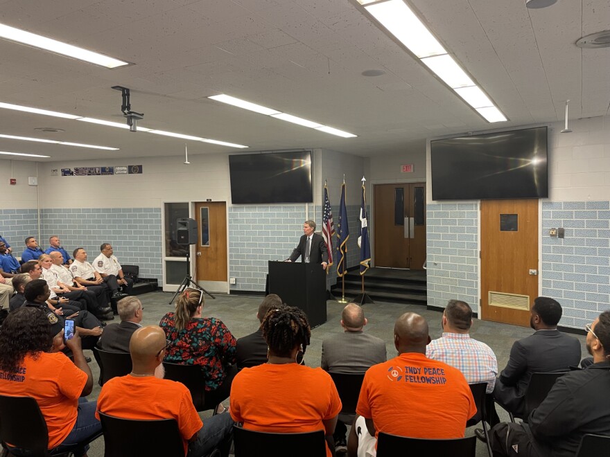 Mayor Joe Hogsett outlines the next phase in his violence reduction plan on May 25, 2023.