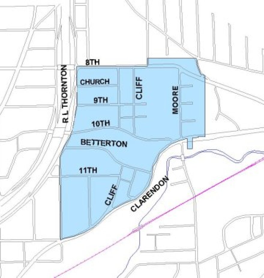 Map of the Tenth Street Historic District in Oak Cliff