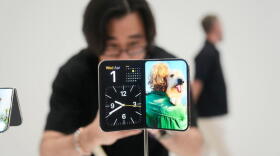 The iPhone Duo is displayed on Wednesday, Sept. 9, 2026, on the Apple campus in Cupertino, California. (Jeff Chiu/AP)