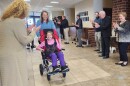 Kristen Seiler pushes her daughter, Lilly, in her new adaptive stroller at the Carbon Lehigh Intermediate Unit.